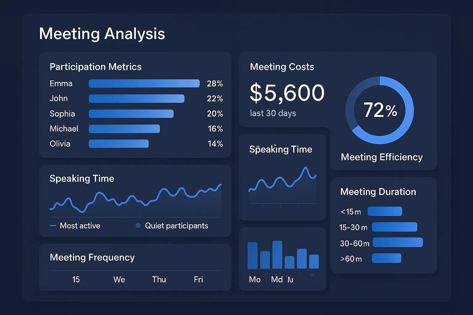 Meeting analytics dashboard showing participation metrics