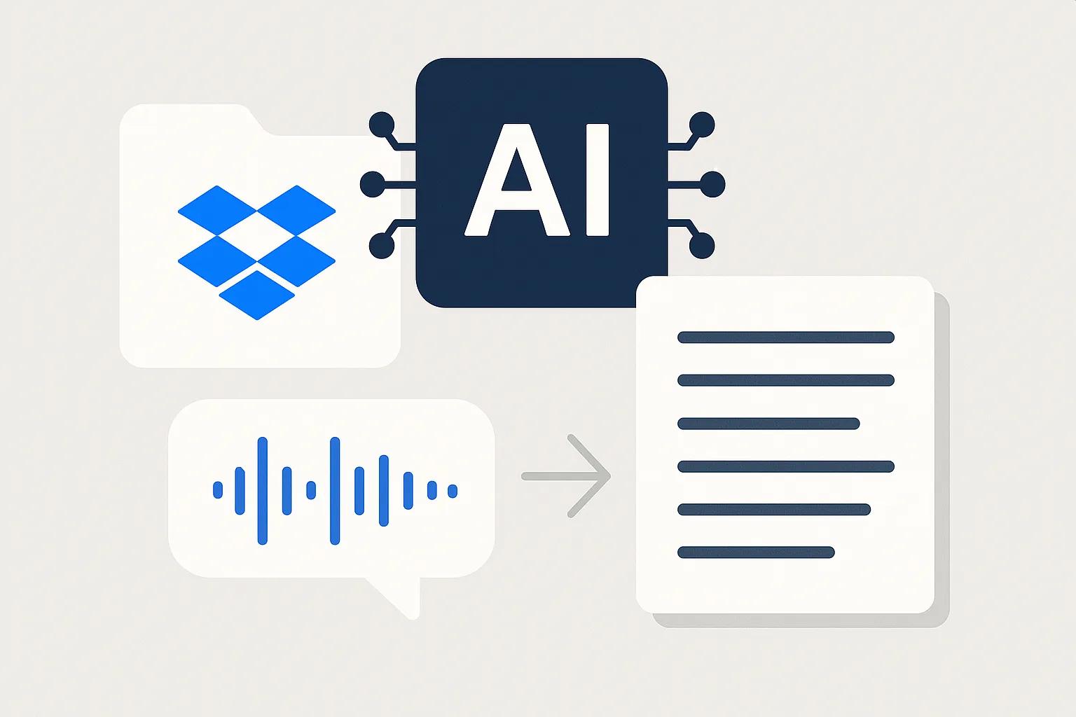 AI transcription technology converting Dropbox audio files to text