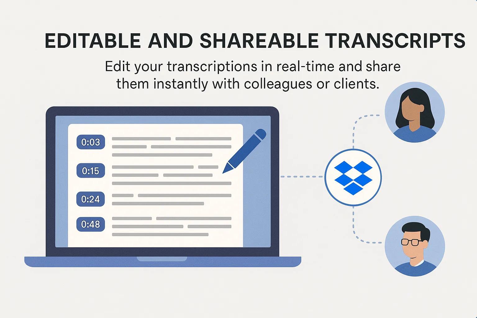 Editing and sharing transcribed text from Dropbox files