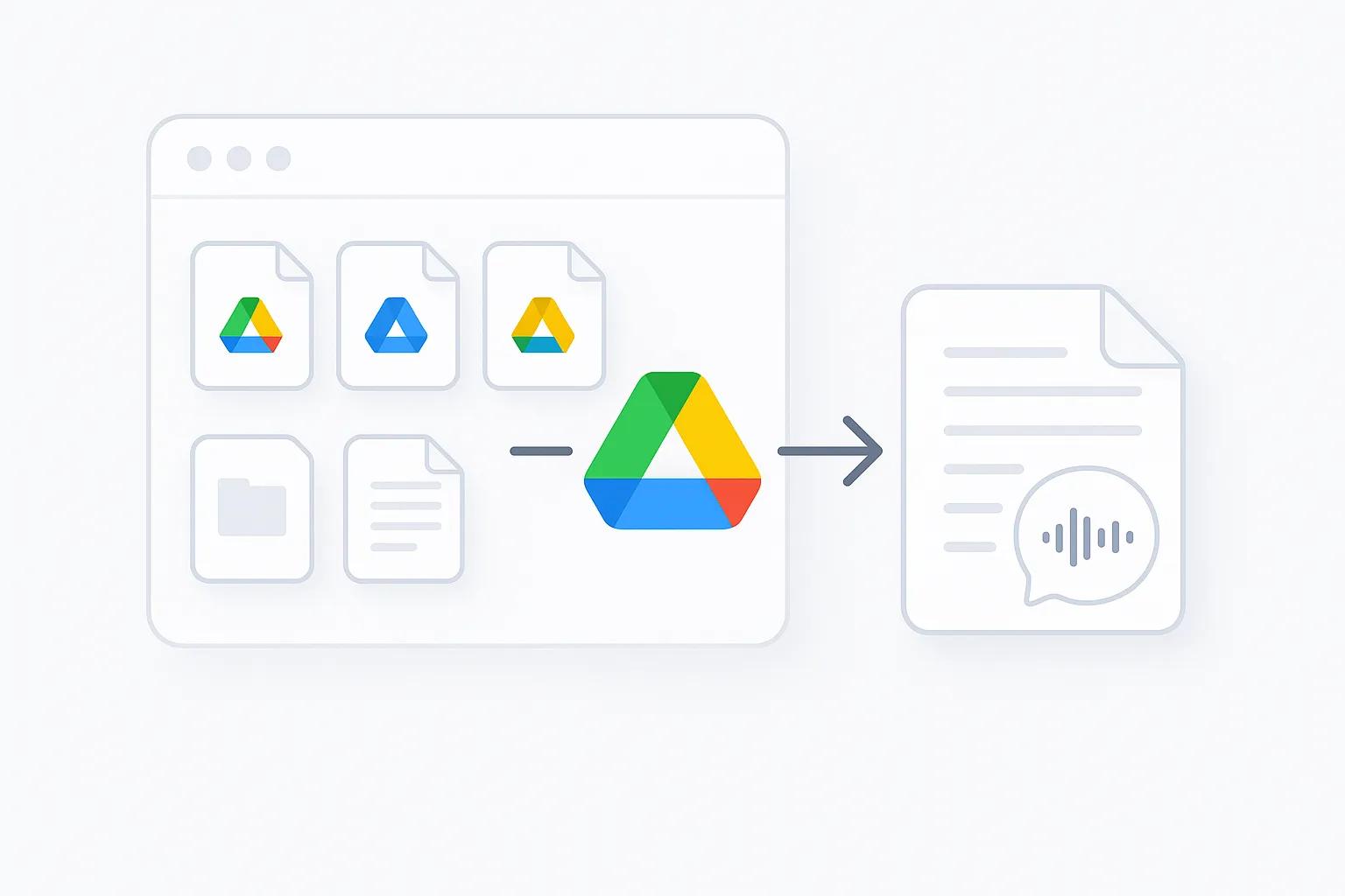 Google Drive files being transcribed directly in the interface