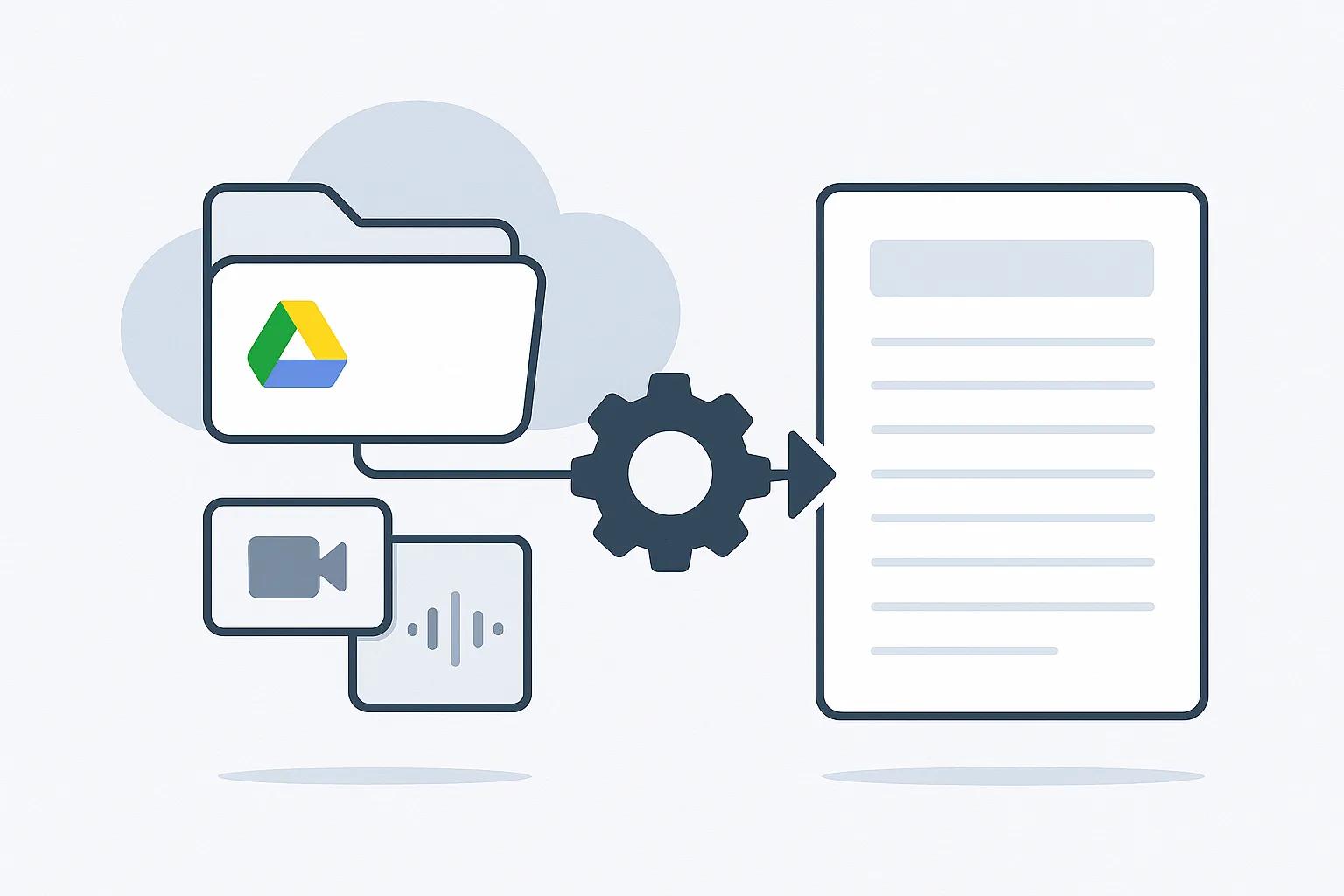 Automated transcription workflow showing files being processed automatically