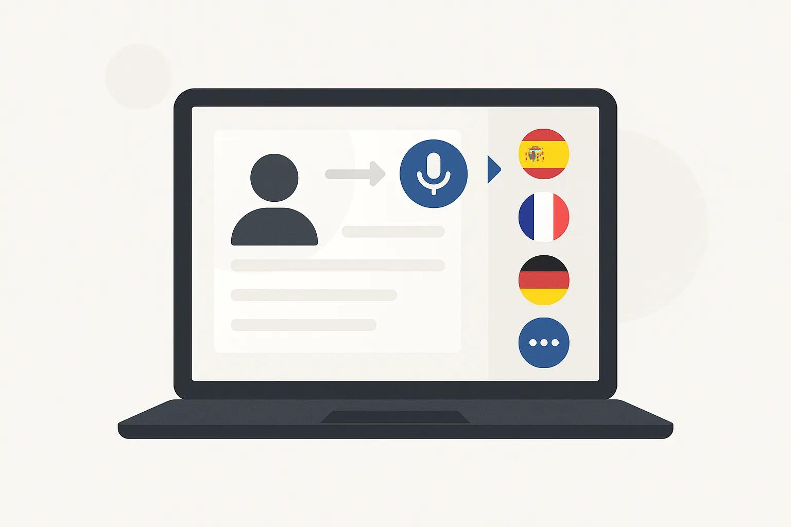 Multi-language transcription interface showing various language options