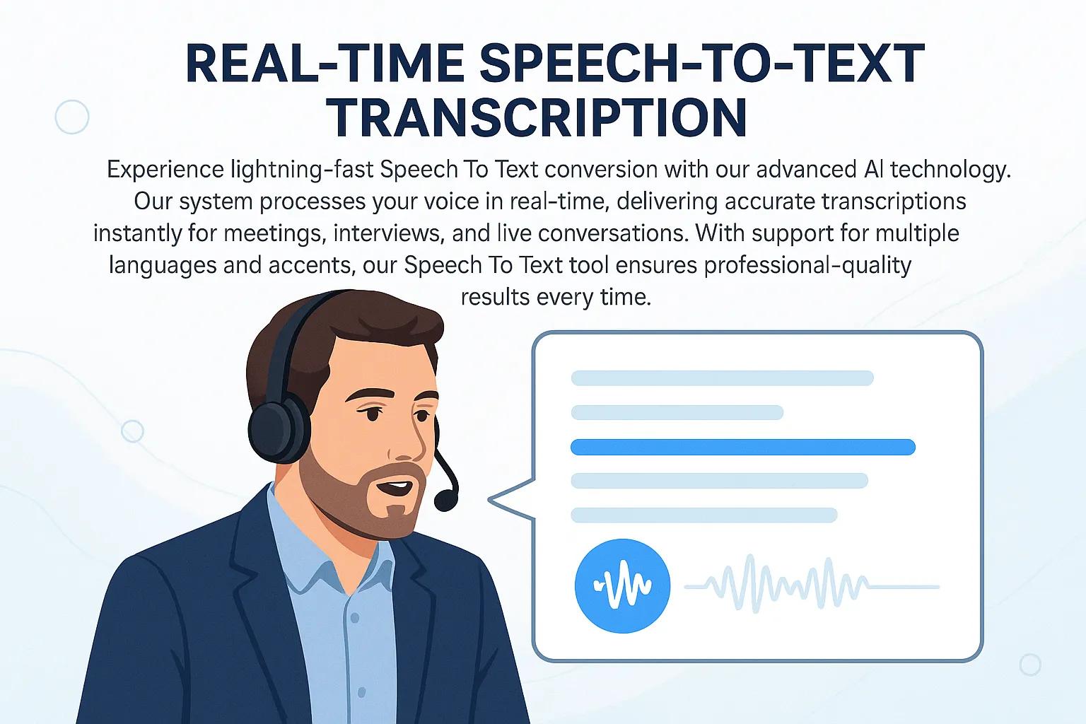 Real-time speech to text transcription interface